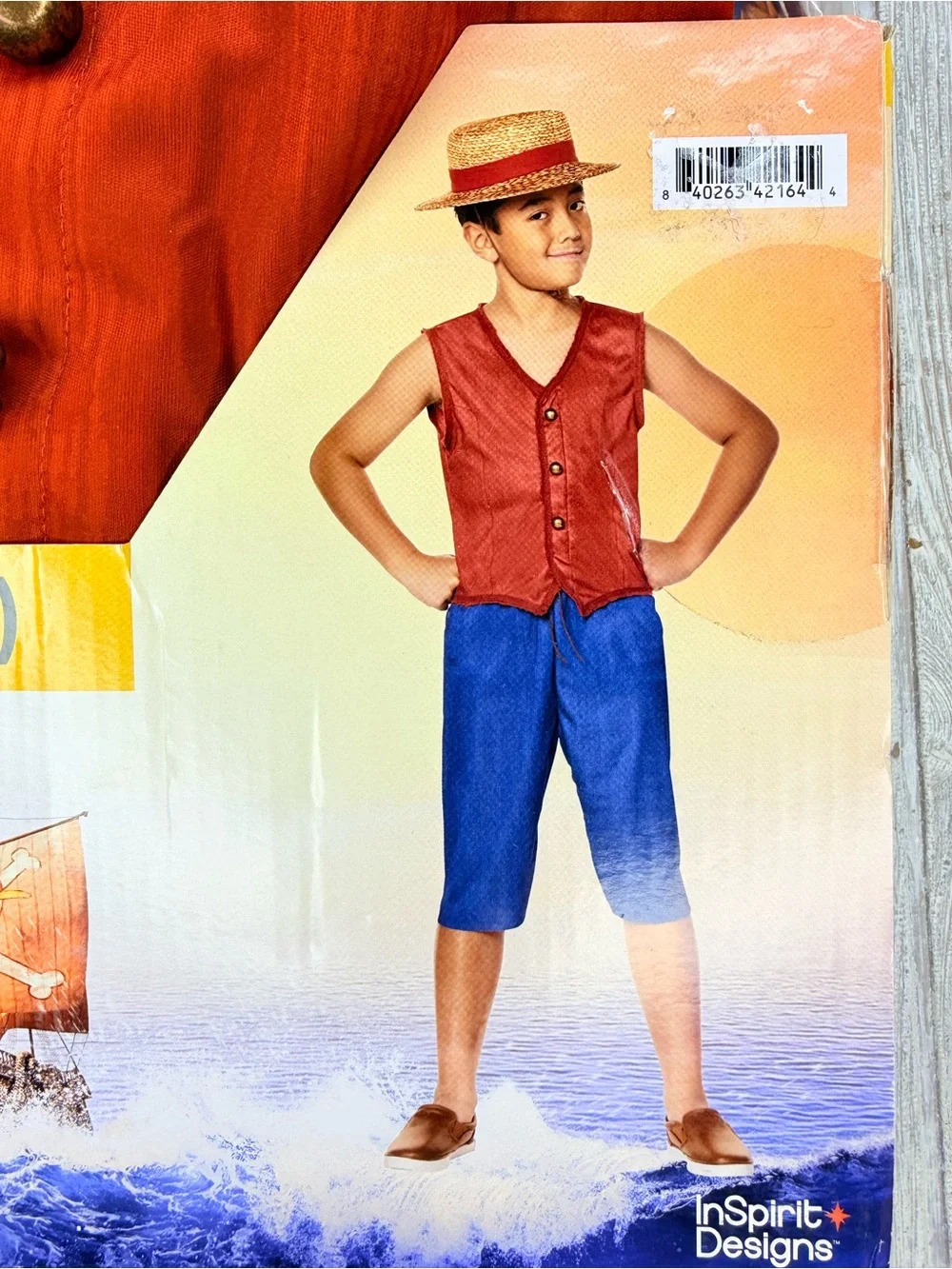 InSpirit Designs One Piece Kids Monkey D. Luffy halloween Costume cosplay 10-12